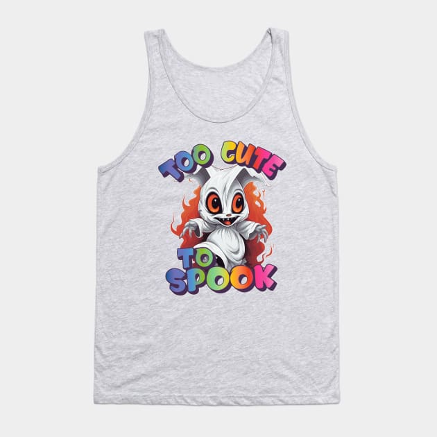 Too Cute To Spook Rainbowcore Rabbit Ghost Tank Top by RuftupDesigns